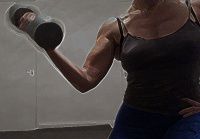 Bicep curls - Louise Payn - AKA Fitness Domme pumping her muscular arms in todays workout
